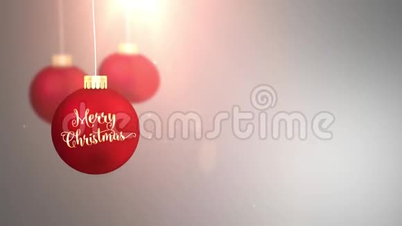 红色移动宝珠掉落圣诞快乐节日节日庆祝占位符灰色背景视频的预览图