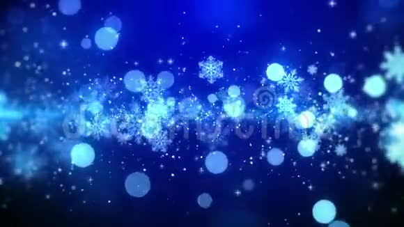 圣诞运动背景蓝色主题雪花灯在时尚和优雅的主题视频的预览图