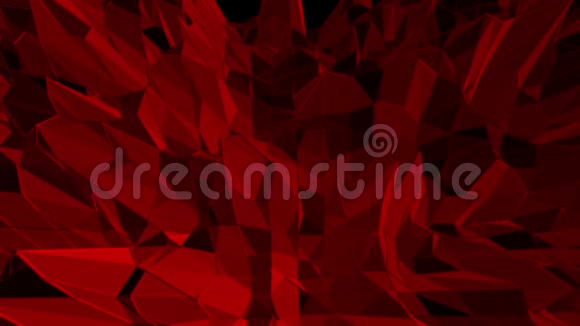 暗红色低聚波动表面作为未来主义背景暗红色多边形几何振动环境或视频的预览图