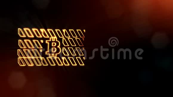 比特币在禁止标志上的标志金融背景由辉光粒子作为图像全息图三维环视频的预览图
