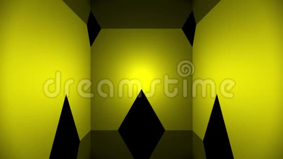 几何三维背景环与黄色三角形视频的预览图