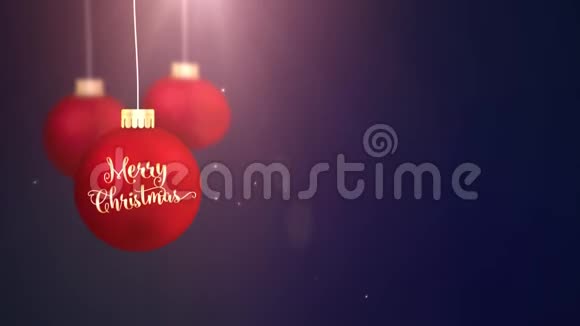 红色移动宝珠掉落圣诞快乐节日节日庆典占位符蓝色背景视频的预览图