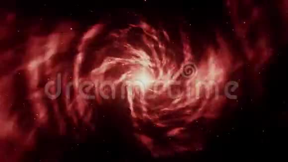 带星海圈运动背景的红色空间旋涡视频的预览图