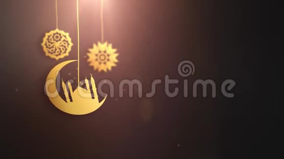 斋月拉马赞伊德穆巴拉克阿拉伯符号落在弦黑背景下视频的预览图