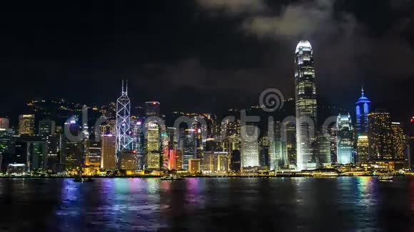 香港天际线夜间时间流逝视频的预览图