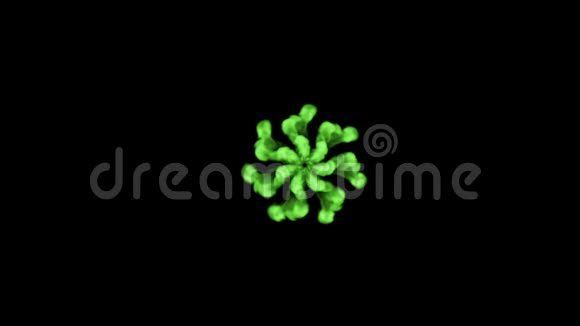 荧光亮绿色颜料滴在水中形成圆形这是3d渲染镜头的慢动作墨水背景视频的预览图