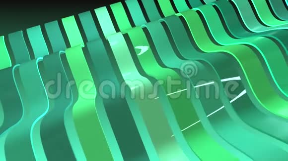 一排五颜六色的条纹有波浪的运动和反射3D背景视频的预览图