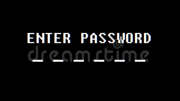 复古视频游戏引擎Password文字电脑旧电视故障干扰噪声屏幕动画无缝循环新质量视频的预览图
