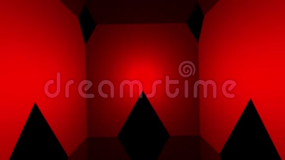 几何三维背景环与红色三角形视频的预览图