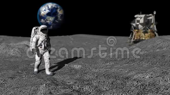 宇航员在月球上行走CG动画视频的预览图