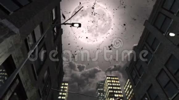 满月和落下的浪漫玫瑰视频的预览图