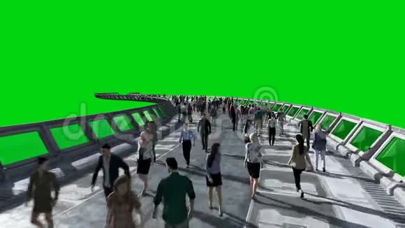 三维人在斯基菲顿内尔交通未来的概念绿色屏幕录像逼真的4K动画视频的预览图