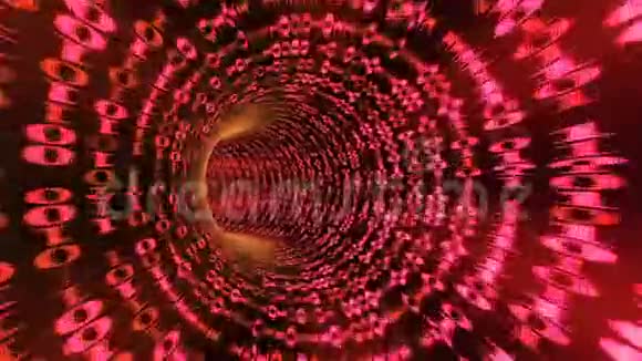 二进制代码隧道的循环动画红色视频的预览图