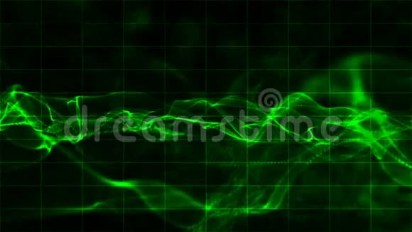 数字闪光绿色粒子波流背景视频的预览图