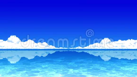 蓝天背景上的积雨云海上雷雨云CG循环动画视频的预览图