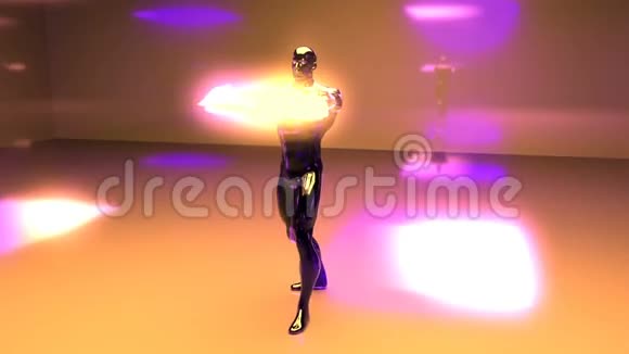 有运动的男人用霓虹灯跳舞可循环使用视频的预览图