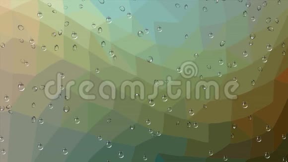 雨水顺着玻璃流下来大自然中的多边形抽象动画背景颜色是绿色和赭色视频的预览图