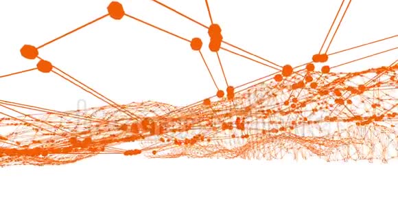 抽象干净的橙色挥动三维网格或网格作为美丽的背景橙色几何振动环境视频的预览图
