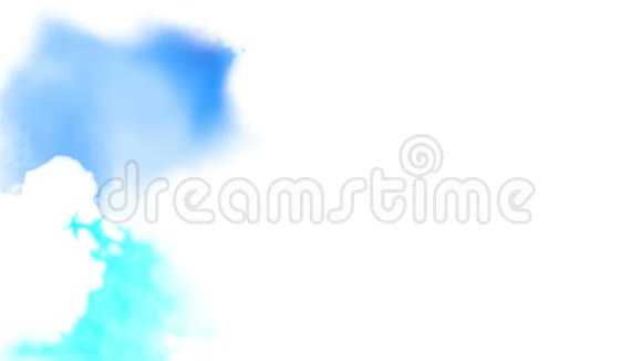 美丽的蓝色青色蔚蓝的彩色斑点出现在白色的背景上4K运动图形视频的预览图