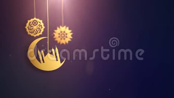 斋月拉马赞伊德穆巴拉克阿拉伯符号落在弦蓝色背景上视频的预览图