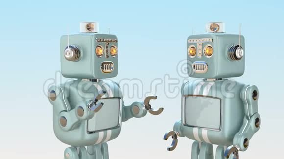 两个复古机器人互相聊天视频的预览图