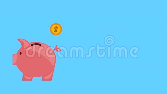 小猪银行和硬币掉落图标视频的预览图