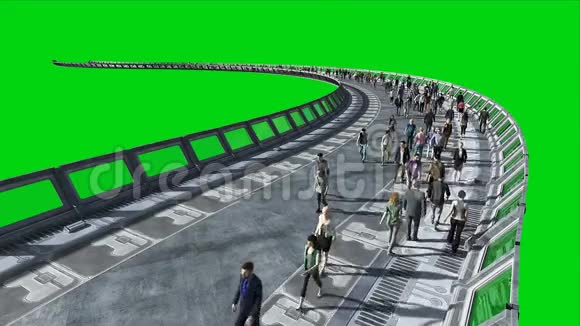 三维人在斯基菲顿内尔交通未来的概念绿色屏幕录像逼真的4K动画视频的预览图