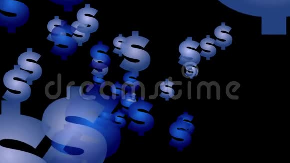 抽象金融和技术背景蓝色美元标志在相机上飞行视频的预览图