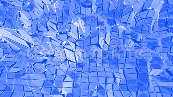 蓝色低聚变形表面作为元素运动图形蓝色多边形几何变形环境或脉动视频的预览图