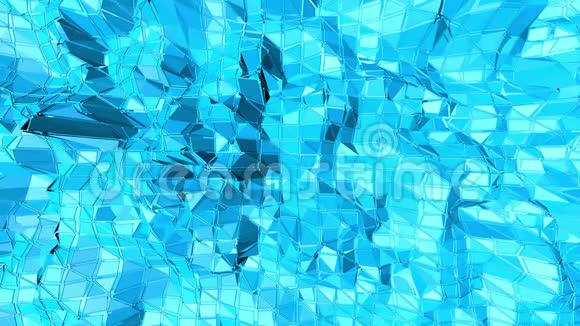 蓝色低聚变形表面作为超现实地形蓝色多边形几何变形环境或脉动视频的预览图