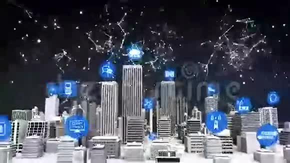 智能城市上的东西传感器图标连接网格类型互联网视频的预览图