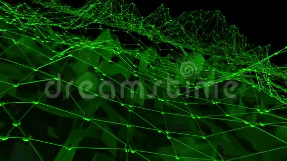 深绿色低聚波面作为数学可视化深绿色多边形几何振动环境视频的预览图