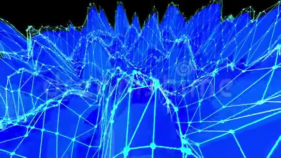 蓝色低聚波面作为化学环境蓝色多边形的几何摇摆环境或脉动视频的预览图