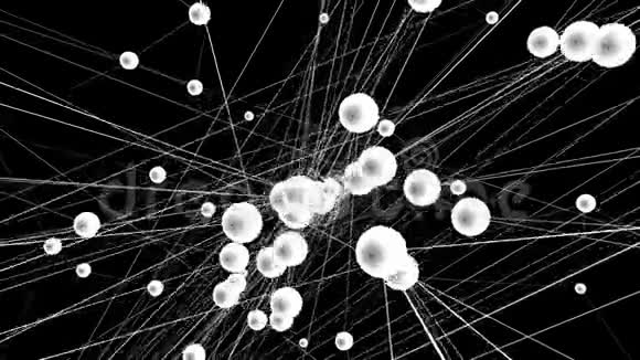 抽象黑白挥动三维网格或网格的脉动几何物体作为抽象的幻想视频的预览图