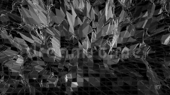 抽象干净的黑白低聚挥三维表面作为催眠环境灰色几何振动环境视频的预览图