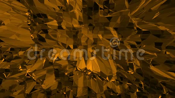 暗橙色低聚波动表面作为幻想背景暗橙色多边形几何振动环境或视频的预览图