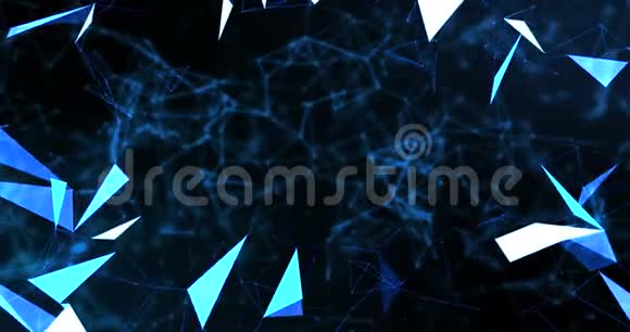 蓝色抽象三维渲染技术黑色背景上的神经丛动态数字曲面以蓝线为几何形状视频的预览图