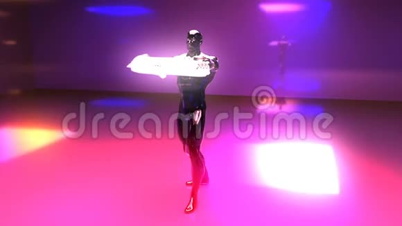 有运动的男人用霓虹灯跳舞可循环使用视频的预览图