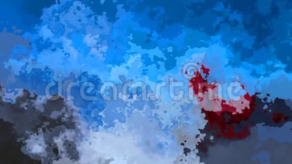 抽象动画彩色背景无缝环视频天空蓝色带血红色和灰色污渍视频的预览图