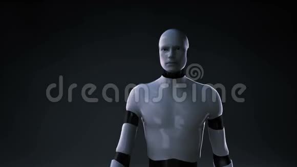 机器人机器人机器人触摸屏幕许多文本使灯泡发光显示文本IDEA视频的预览图