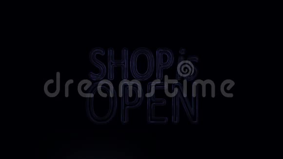 店铺是霓虹灯开启的开放标志视频的预览图