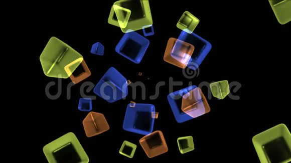 抽象玻璃盒背景烟花颗粒几何爆炸视频的预览图
