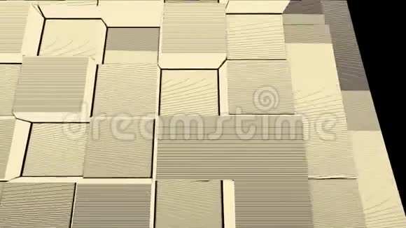 复古迪斯科风格块与线条和噪音运动背景黄色和白色抽象的三维立方体上下移动视频的预览图