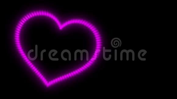 心脏搏动黑色背景上的粉红色霓虹灯视频的预览图