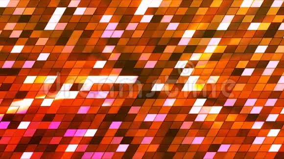 广播闪烁斜高科技小方橙色抽象循环4K视频的预览图