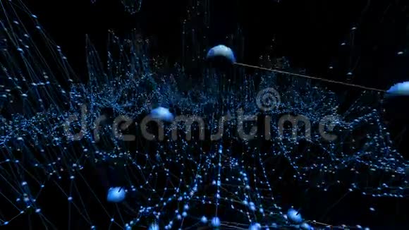 抽象干净的蓝色挥动三维网格或网格作为可爱的背景蓝色几何振动环境或脉动数学视频的预览图