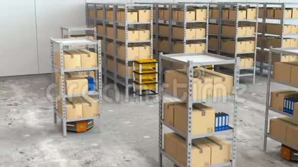 仓库机器人自动搬运货物到充电站视频的预览图
