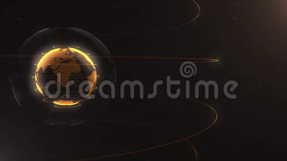 抽象粒子金色的橙色的行星里面有白色的面纱由点组成完全是黑色的小可爱视频的预览图