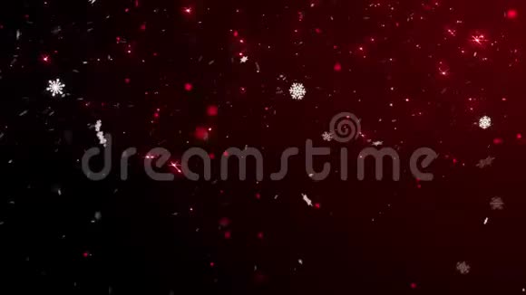 动画红色火花和白色雪花在红色背景上视频的预览图