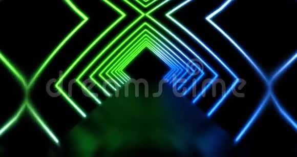 霓虹灯线抽象隧道或发光路径4K光环矩阵视频的预览图